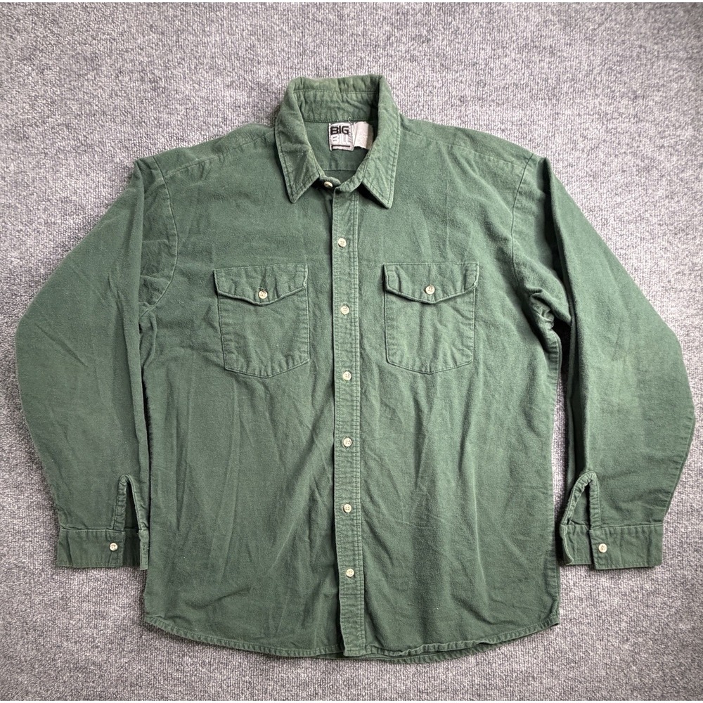 Big Bill Size Long Sleeve Button Down‎ Shirt  Green Made In USA Mens Workwear L